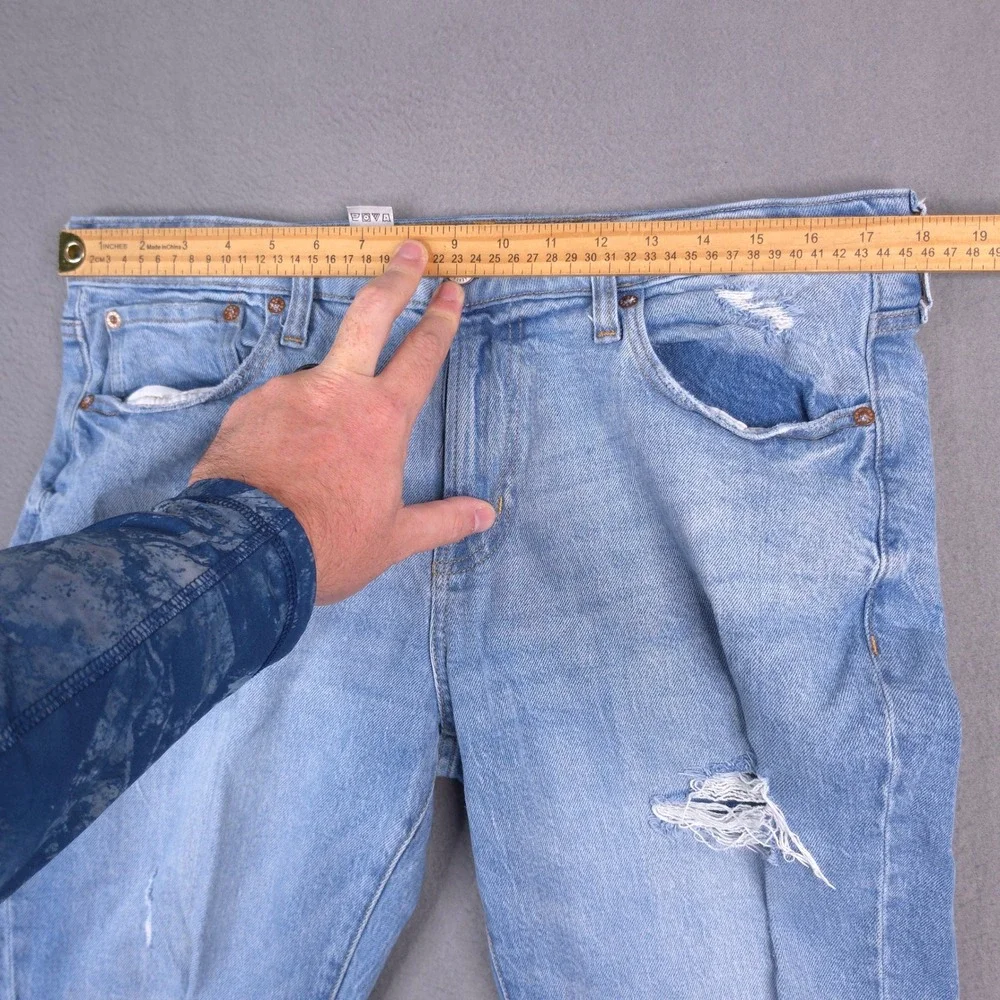 Aeropostale Jeans Slim Distressed Ripped Light Wash 36x30 Cotton Stretch Denim